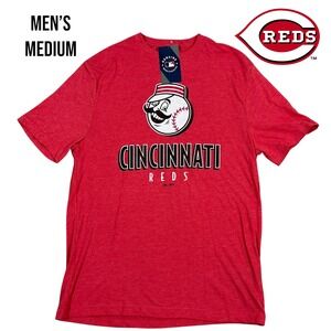 New Cincinnati‎ Reds Men's Medium Majestic T-Shirt Mr. Redlegs Graphic Tee MLB